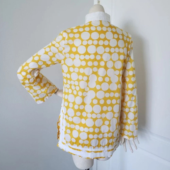 Michael  by Michael Kors tunic top Yellow White Circle Print Tunic MEDIUM - Picture 2 of 11